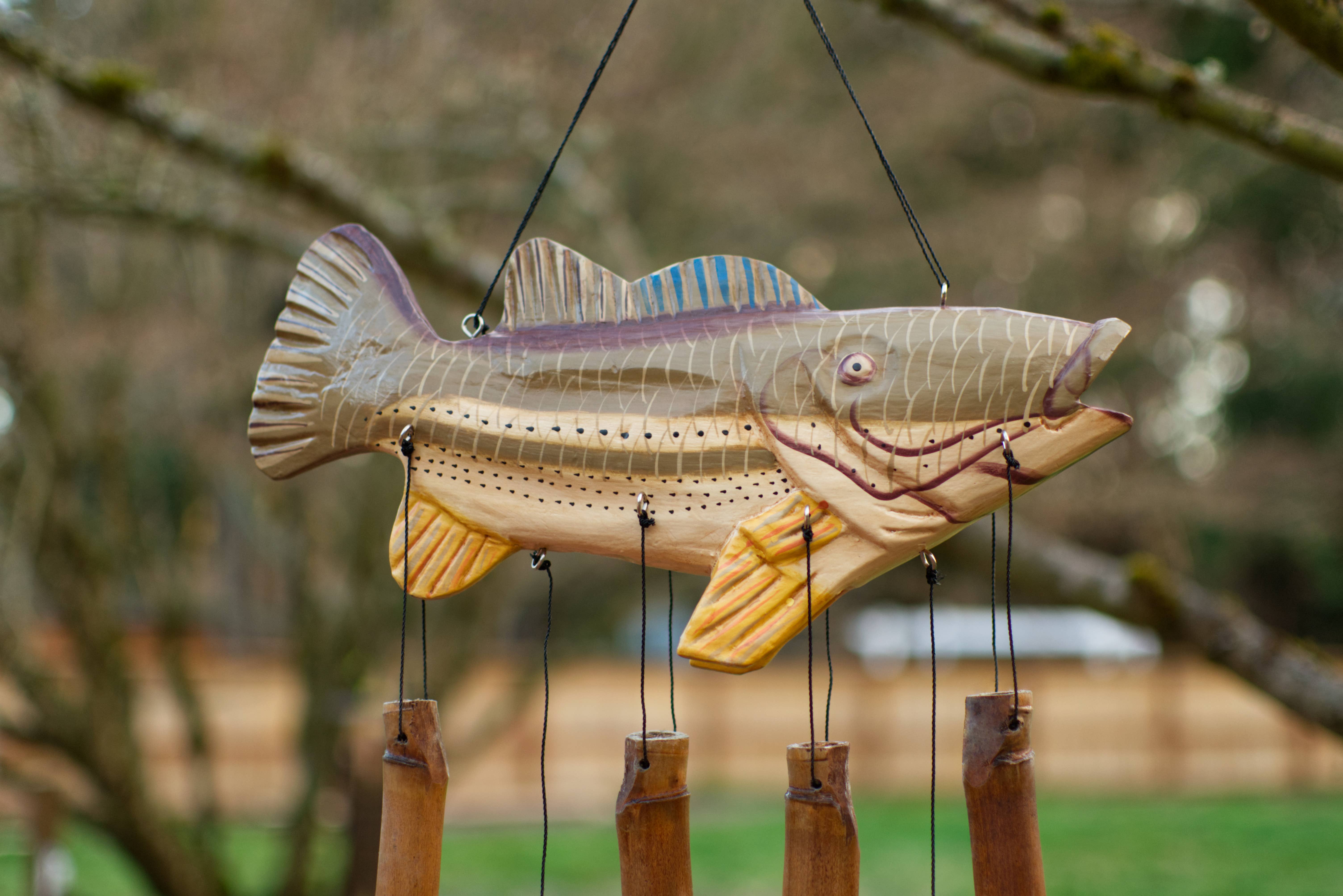 Cohasset Gifts - Wholesale Wind Chime - Big Mouth Bass Bamboo Wind Chime2