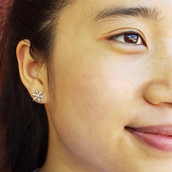 Nina Designs - Wholesale Stud/Post Earrings - Sterling Silver Snowflake Post Earrings 11mm2