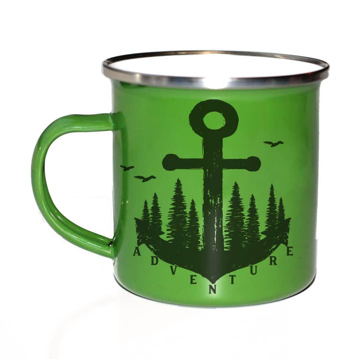 Mug de Camp Aventure Anchor, Mug de Camp Émaillé, Cadeaux Côtiers pour la vente par The Traveled Lane®