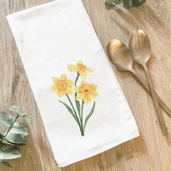 Lissi Designs - Wholesale Tea towel - Daffodil Flowers - Cotton Tea Towel1