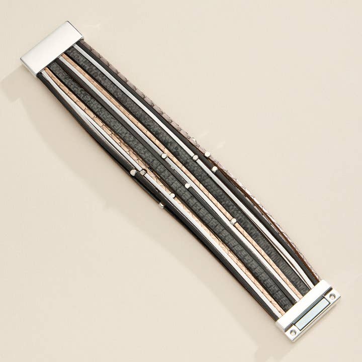 Natural Stone Multi-Strand Boho Wrap Bracelet with Clasp for wholesale by Frem