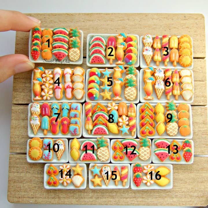 Miniature Summer Biscuit Set - Choose Your Set - Dolls House for wholesale by Sweetsofmyown