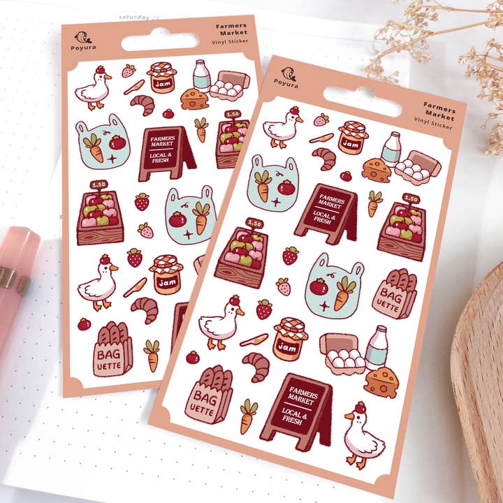 Hoja de pegatinas de mercado para venta al por mayor de Poyura