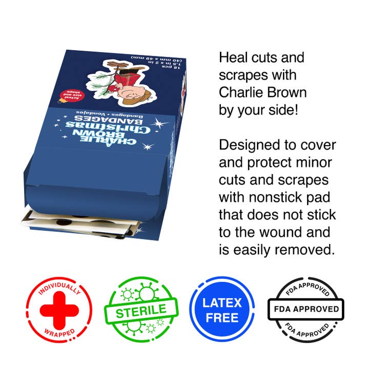 AQUARIUS, GAMAGO, ICUP, & ROCK SAWS by NMR Brands - Wholesale Bandaids/Bandages - Kids & Baby - Peanuts A Charlie Brown Christmas Adhesive Bandages