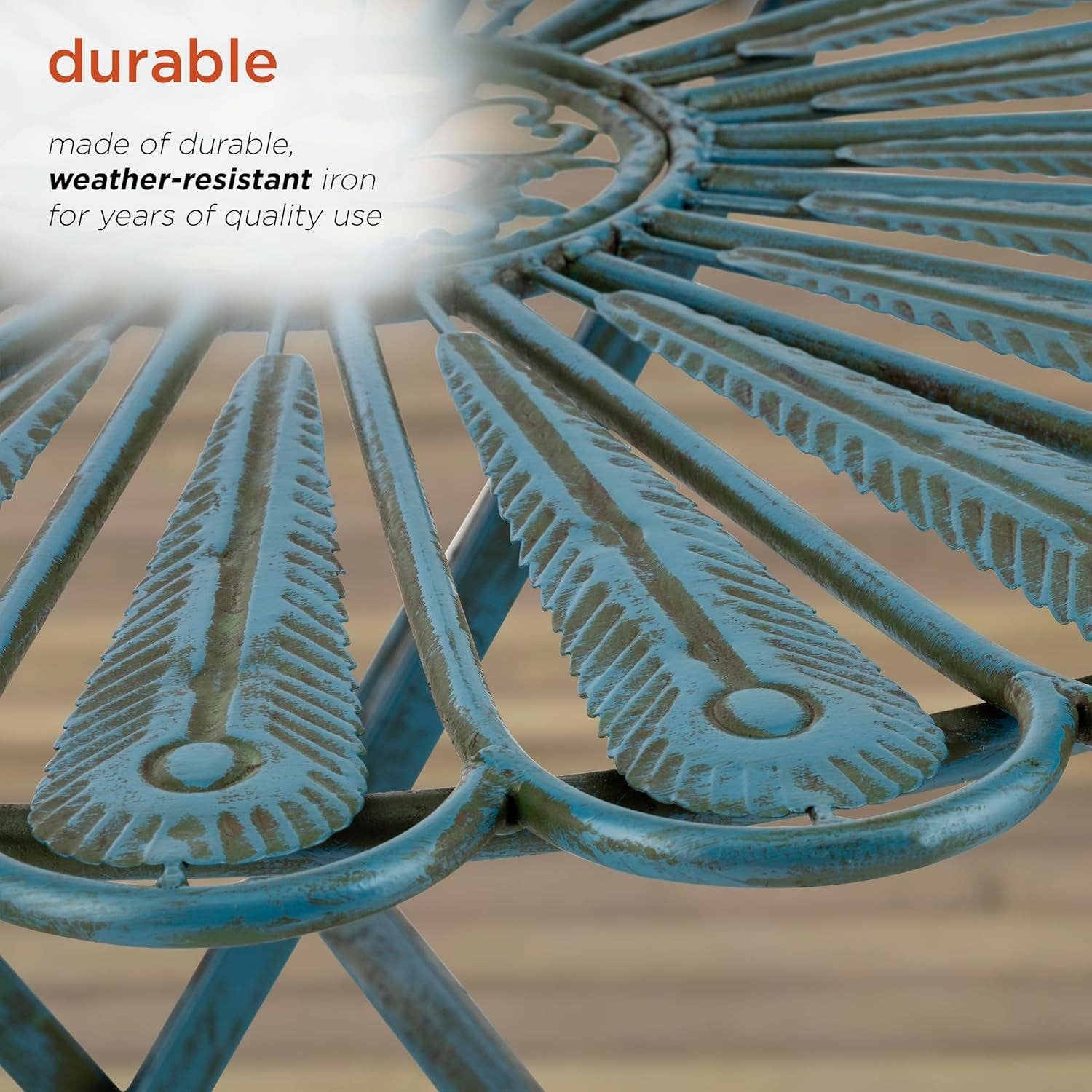 Peacock Bistro Set 3 Piece Light Blue Outdoor Patio Furniture for wholesale on Faire8