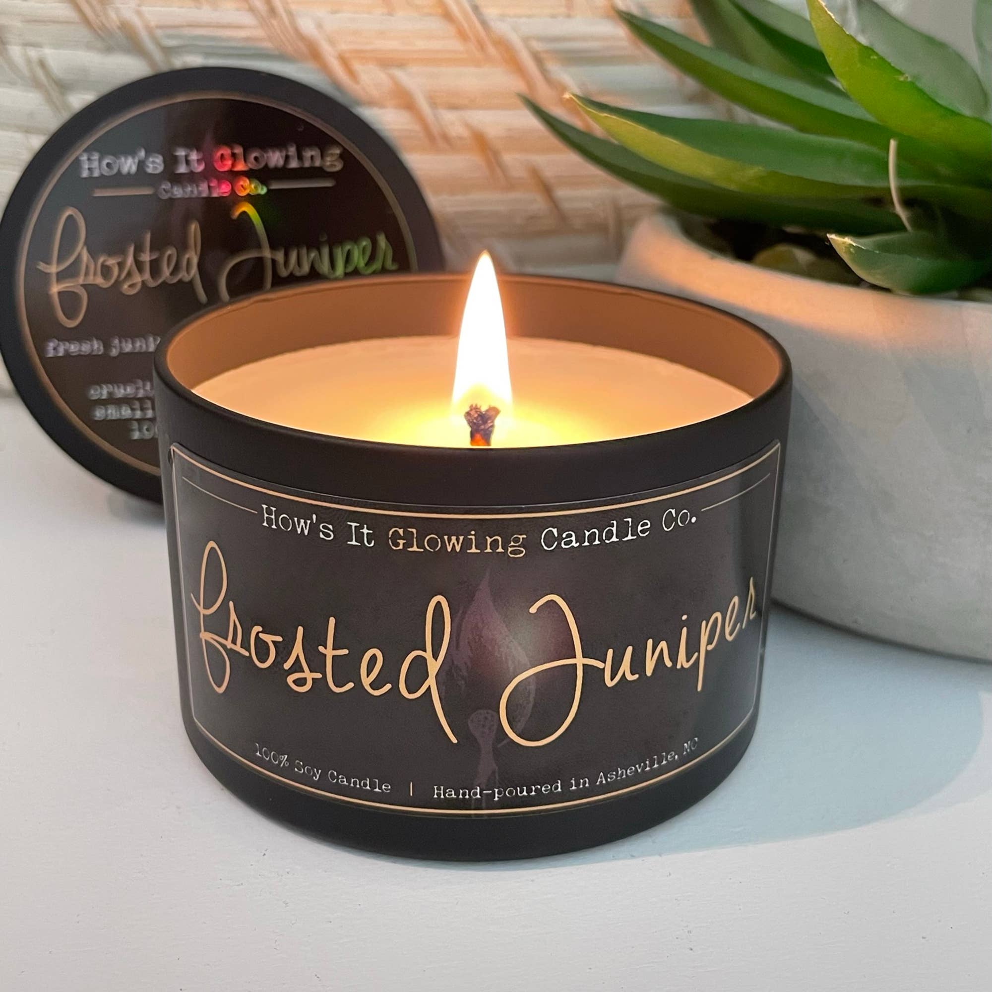 How's It Glowing Candle Co. - Wholesale Travel Candles - Frosted Juniper | 100% Natural Soy Candle | Vegan | NonToxic