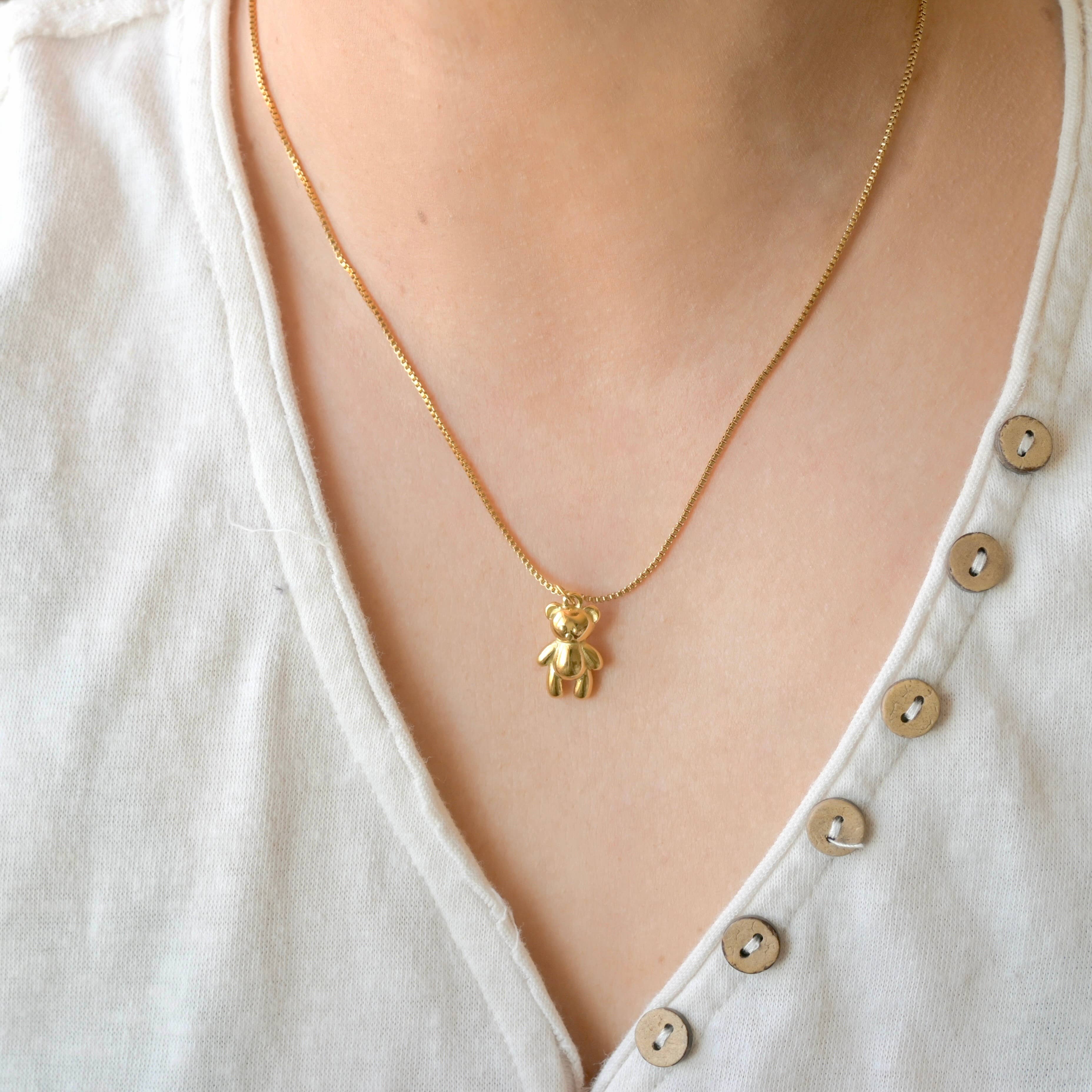 Blueyejewelry - Wholesale Pendant/Charm Necklace - Teddy Bear Necklace - Whimsical 18k Gold Bear Pendant1