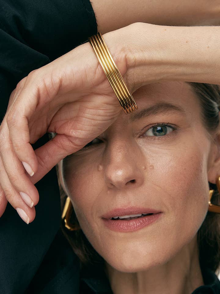 Lidia Bangle- Steel Waterproof- Chunky Stacking Bracelet for wholesale by HoopLa