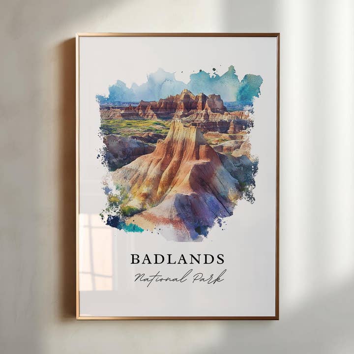 Arte de Parede do Parque Nacional Badlands - Impressão da Dakota do Sul por atacado de Premium Travel Art