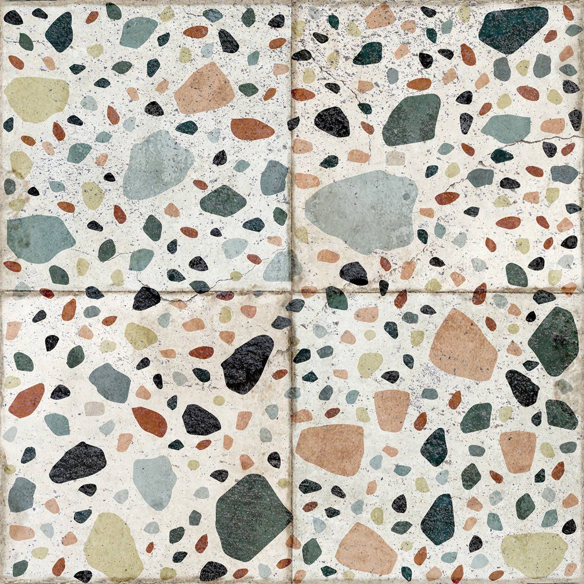 Mi Alma LLC – Azulejo de parede por atacado – Modelo de Autocolantes de Azulejos Vintage Branco de Design Terrazzo - T610