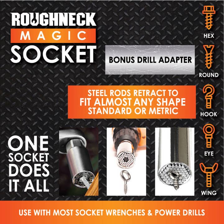 Roughneck Magic Socket Tool with Drill Adapter - 4/Pack for wholesale by Novelty Closeout