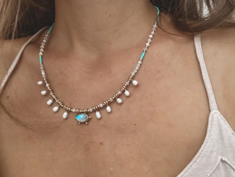Bonisita – wholesale Beaded/pearl necklace – Queen Necklace, Moonstone, Blue Moonstone, Crystal Necklace7