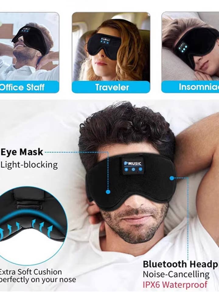 Luxuy Sound Sleep Eye Mask for side sleepers -plane travel for wholesale by Kit Carson Accessories