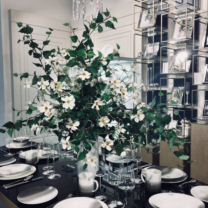 Mezu Silk Flowers – wholesale Artificial flowers – Artificial White Cosmos Daisy Silk Spray Stem