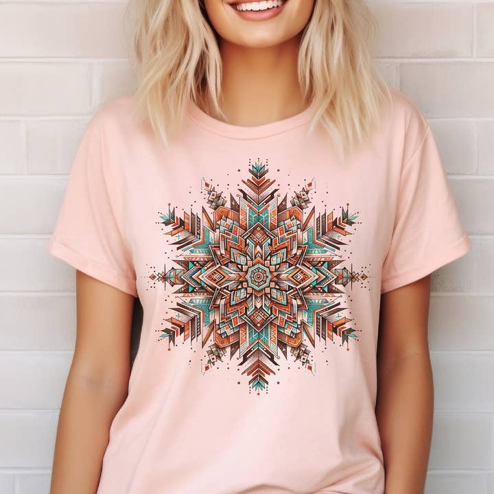 Par.tees by Party On! - Wholesale T-Shirt (Graphic) - Women's - Western Aztec Graphic Tee Southwestern Snowflake Tshirt3