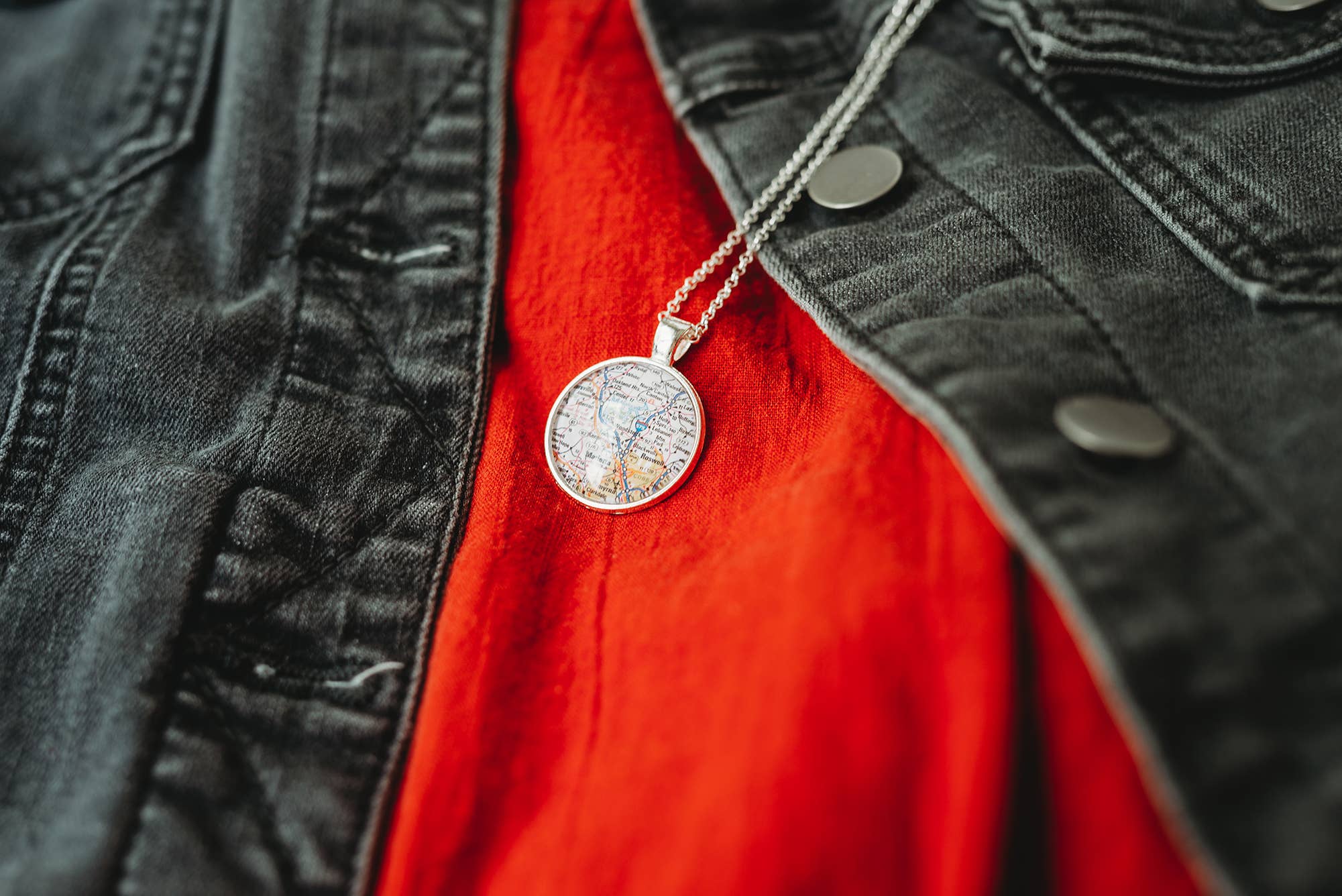 Whimsy Spirit Shop - Wholesale Pendant/Charm Necklace - Map Page Cabochon Necklace - U.S. City of your choice4