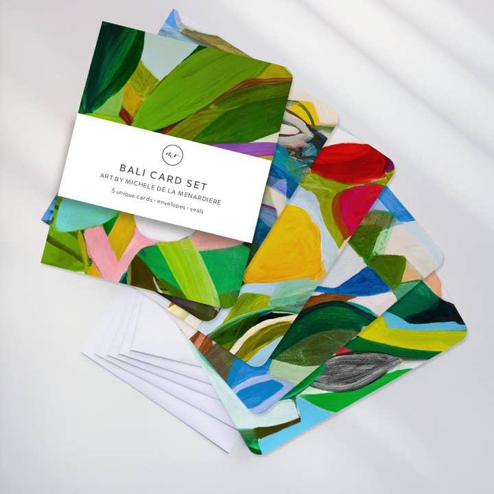 Bali Botanica – Abstract Art Card Set (5-Pack) for wholesale by Michele Renee Atelier