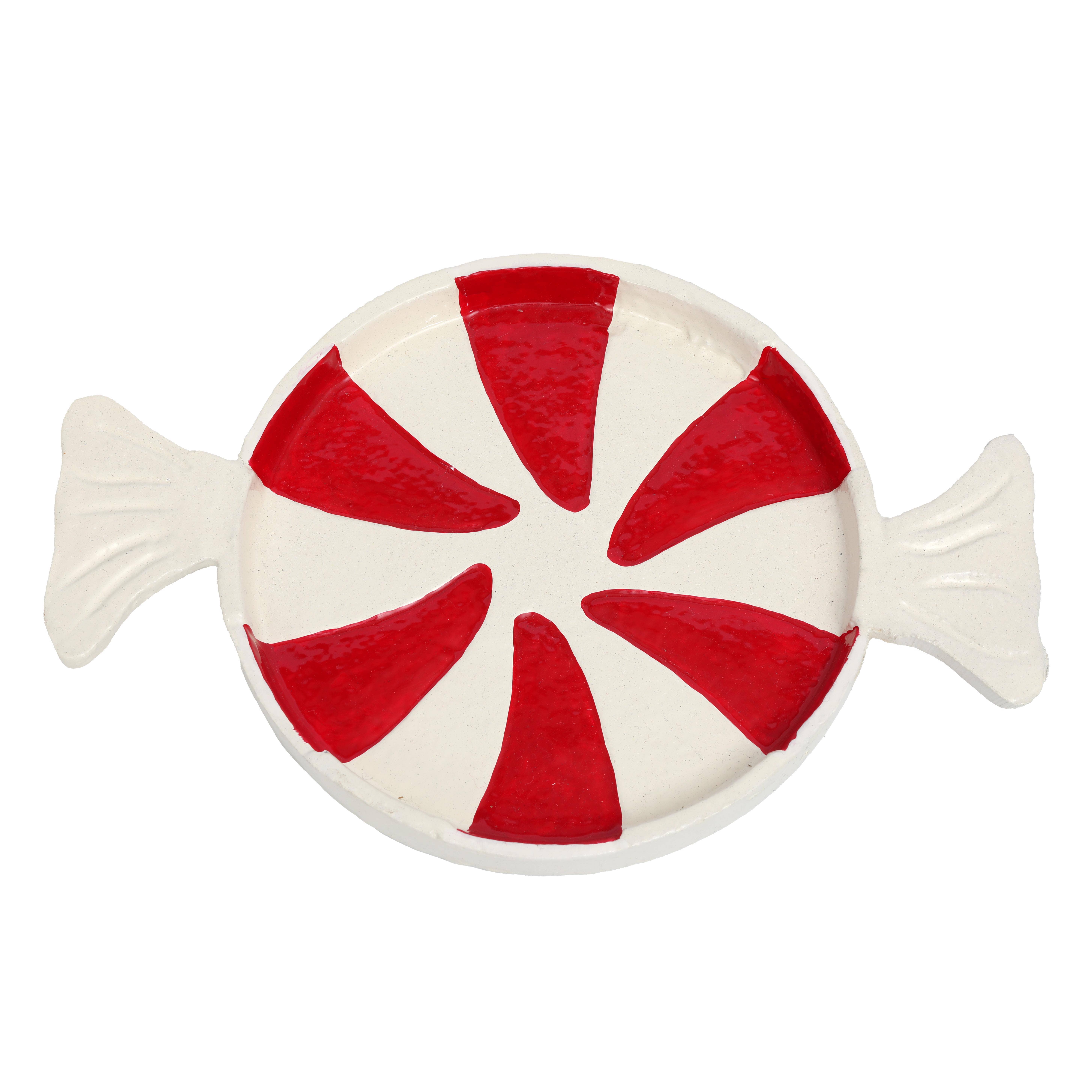 Vatican Homes - Wholesale Decorative Tray - Round Resin & Metal Red & White Candy Tray 11x5x1 in0