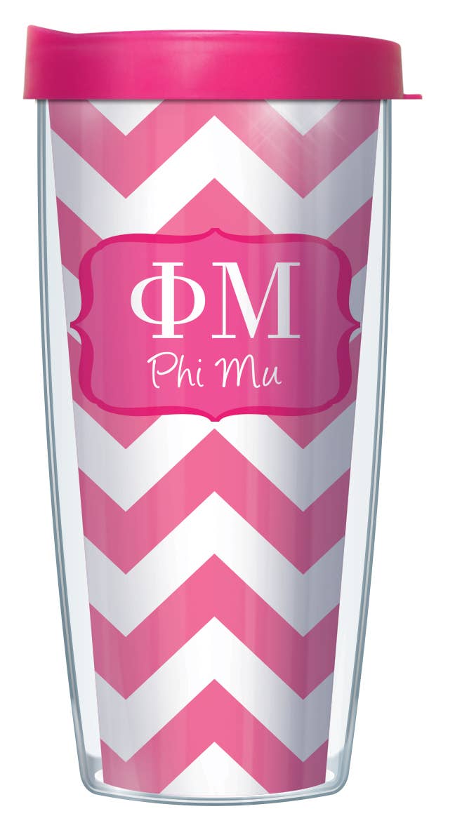 FREEHEART - Wholesale Insulated Mug/Tumbler - Phi Mu Chevron Tumbler0