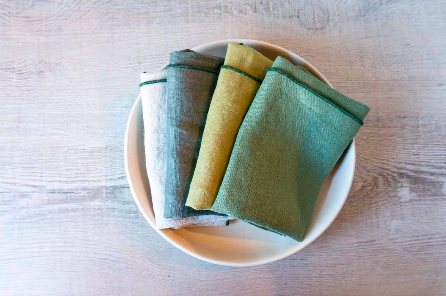 West Coast Handmade – wholesale Dinner & cloth napkin – Curated 100% Linen Dinner Napkins Evergreen Mix - 4 Pack