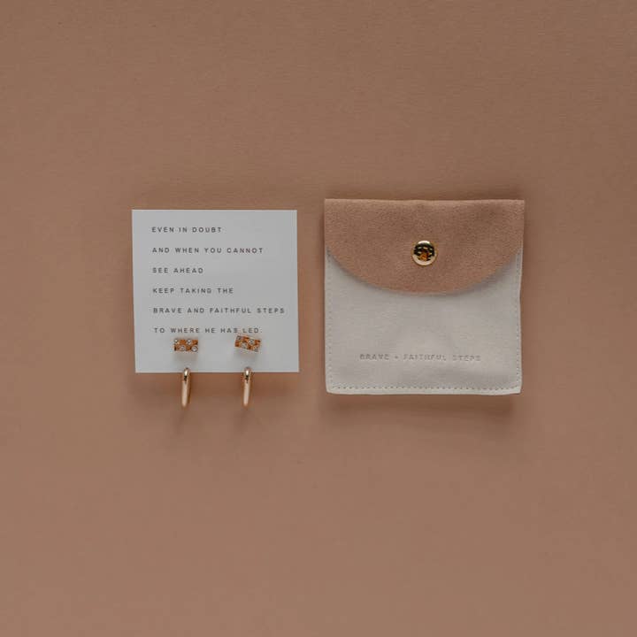 Dear Heart - Wholesale Jewelry Set - Brave + Faithful Steps Earring Set