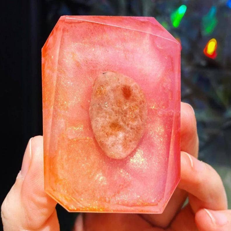 Crystal Bar Soap - Wholesale Bar Soap - Sun Child - 3oz Peach Crystal Infused Bar Soap1