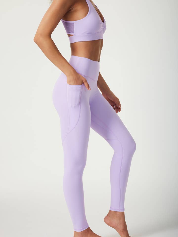 Leggings suaves de secado rápido con bolsillos laterales sin costuras y de cintura alta. para venta al por mayor de SILVERWIND