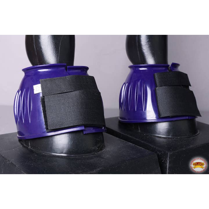HILASON - Wholesale Horseback Riding Gear - Hilason PVC Ribbed Double Hook and Loop Bell Boots Purple