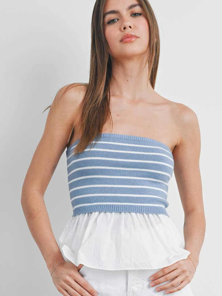 Flowy Peplum Tube Top - BMT7411 for wholesale by BUTTERMELON