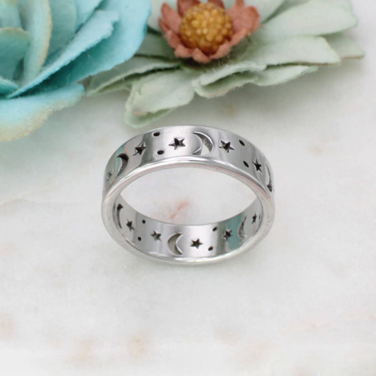 ZAD - Wholesale Band/Stacked Ring - Celestial Dream Moon Star Band Ring4