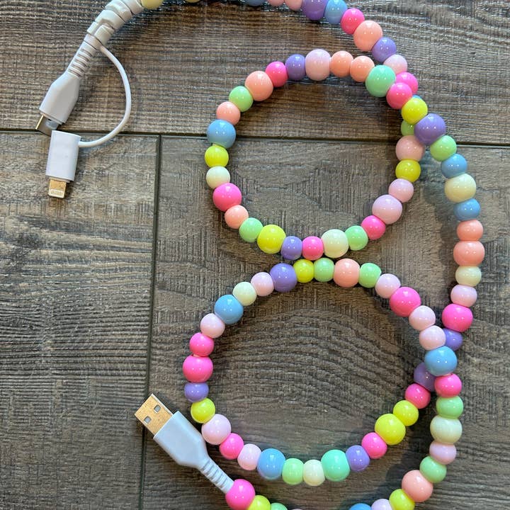 JILLIAN INK LLC - Wholesale Portable Charger - Beaded Phone Charger with Lightning & USB-C Cable