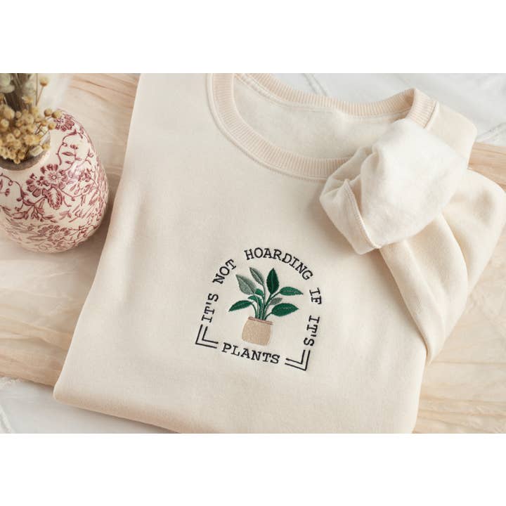 Embroidered Plant Lover & Gardening Sweatshirt for wholesale by Nunu's Studio