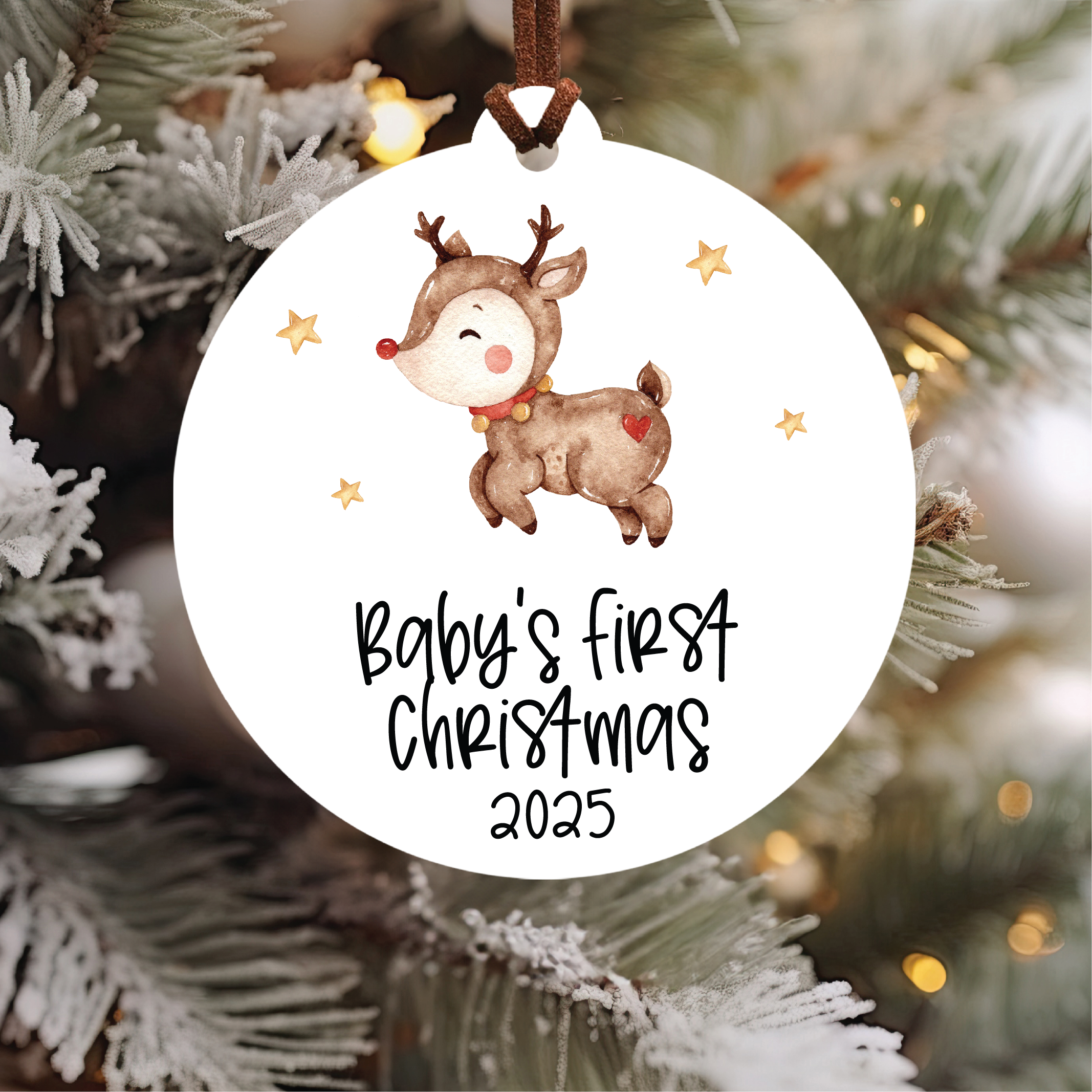 Knotty Design Co. - Wholesale Ornament - Baby's First Christmas Ornament 2025 | Reindeer1