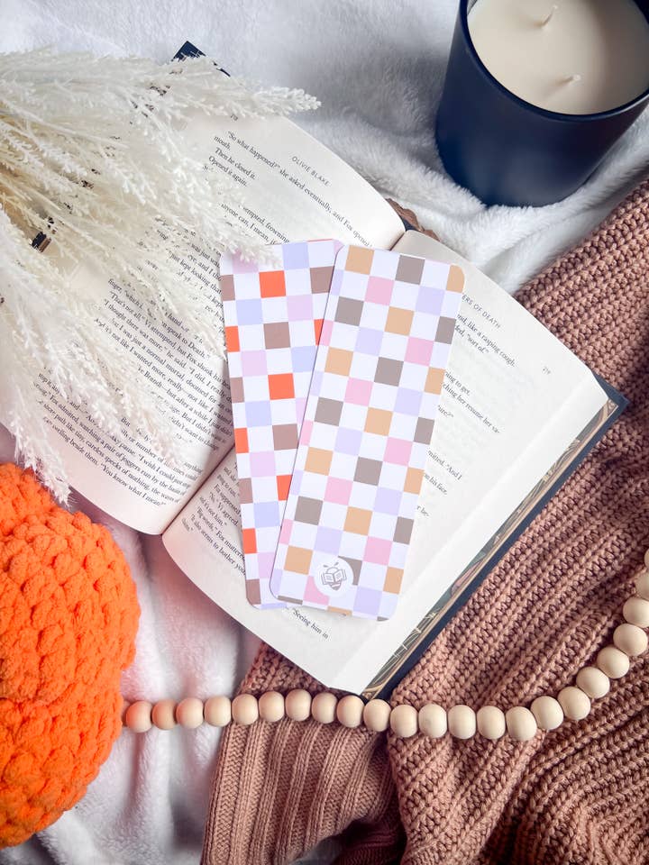 Autumn Checkered Handmade Bookmark | Trendy Bookmarks | Cute for wholesale by Bumblebry Designs