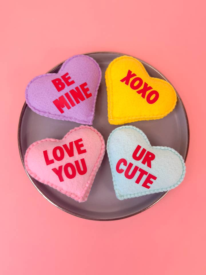 Conversation Hearts Felt Food Candy for wholesale by Knotty By Nature