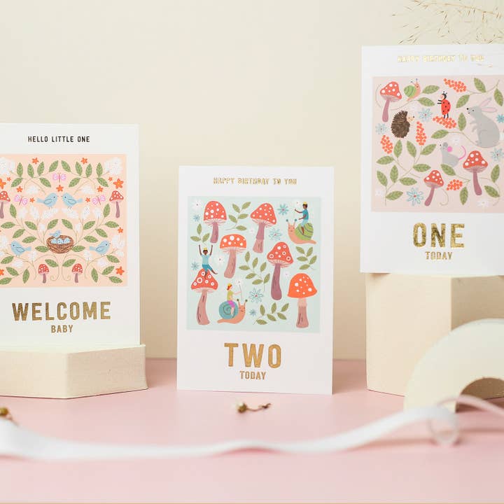 Mifkins - Wholesale Birthday Card - Woodland Antics Toadstool 2nd Birthday Card1