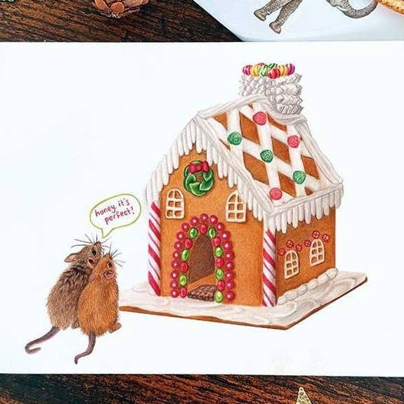Gingerbread Christmas card | Funny Christmas Cards, Mouse for wholesale by Beth Goodwin Designs