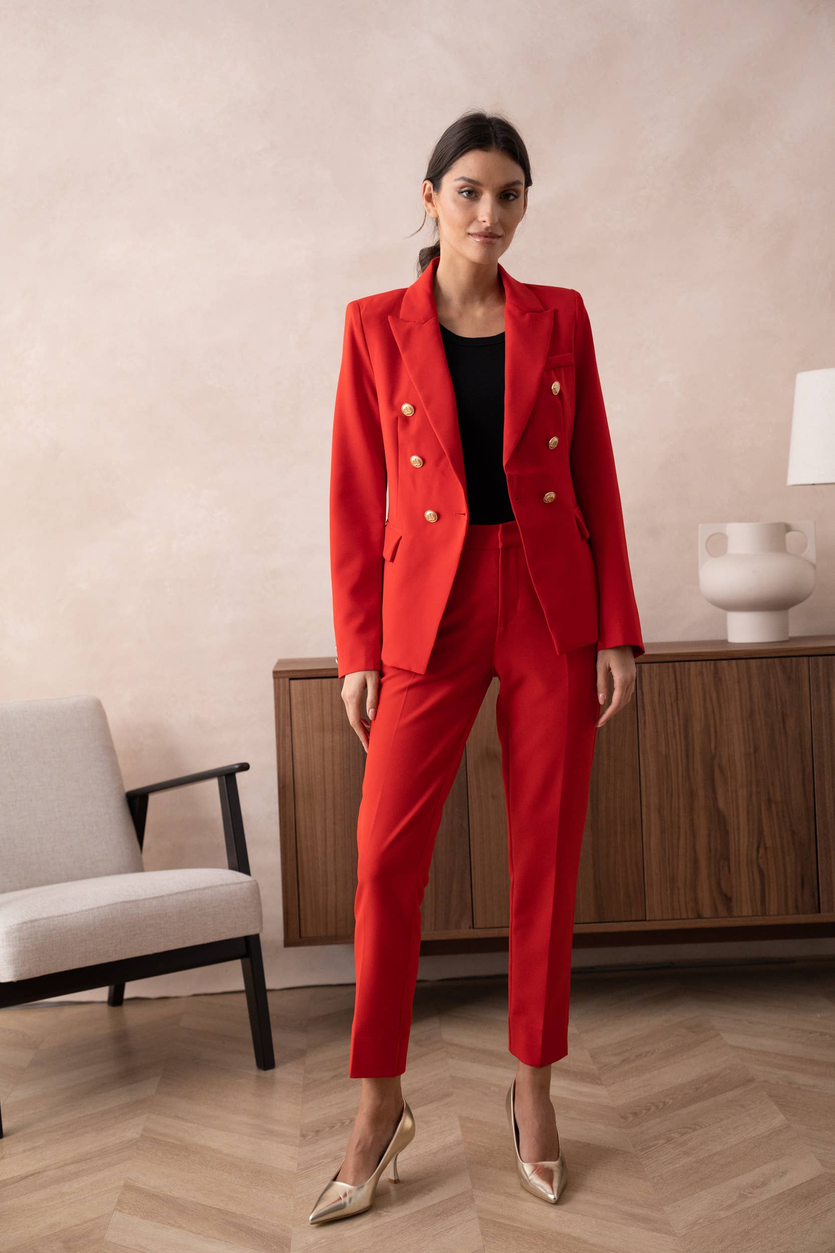 Attentif Paris - Wholesale Blazer - Women's - [Timeless] Fitted double-breasted blazer with gold buttons30