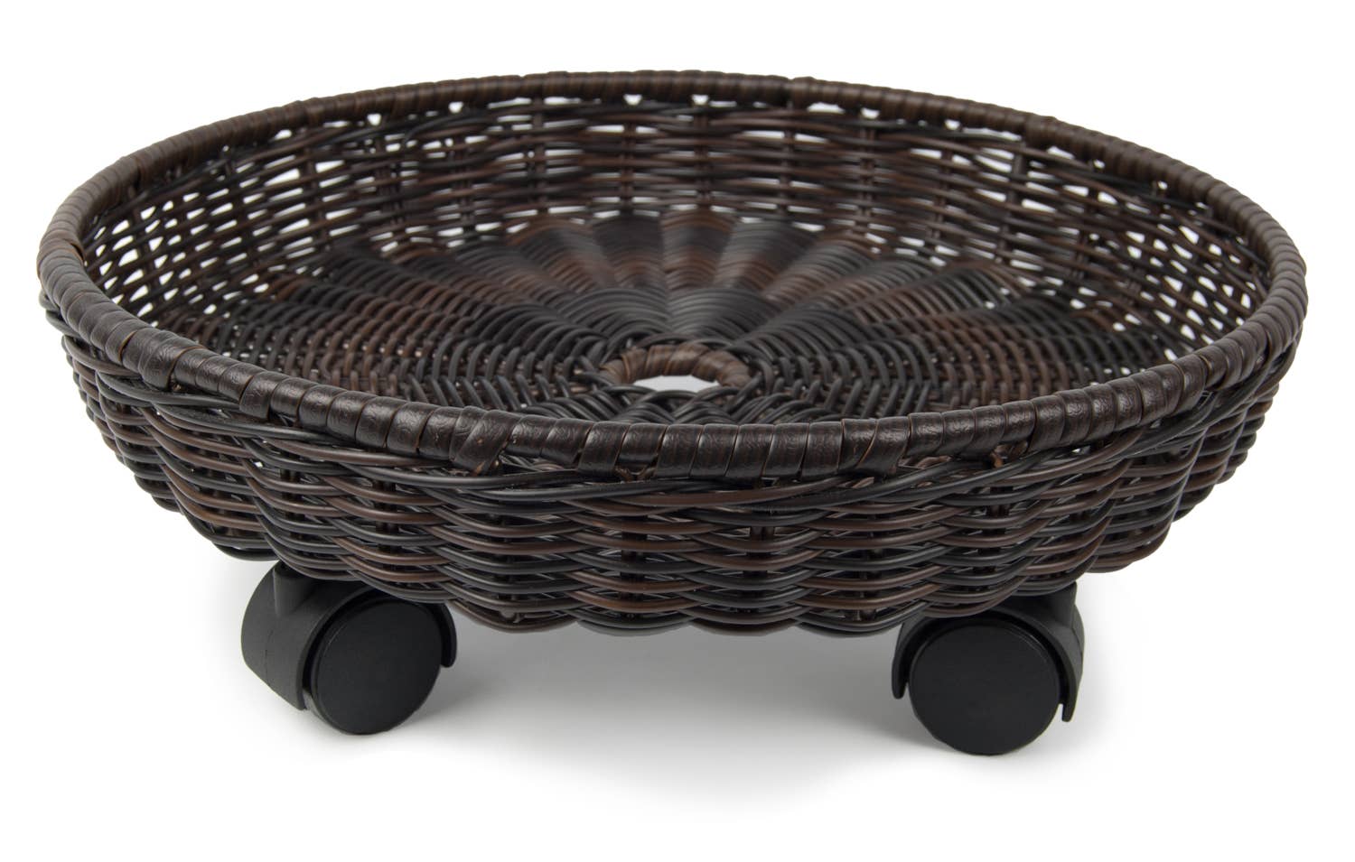 Plastec Products - Wholesale Plant Pot Stand - All Weather Wicker Caddy 14" Brown1