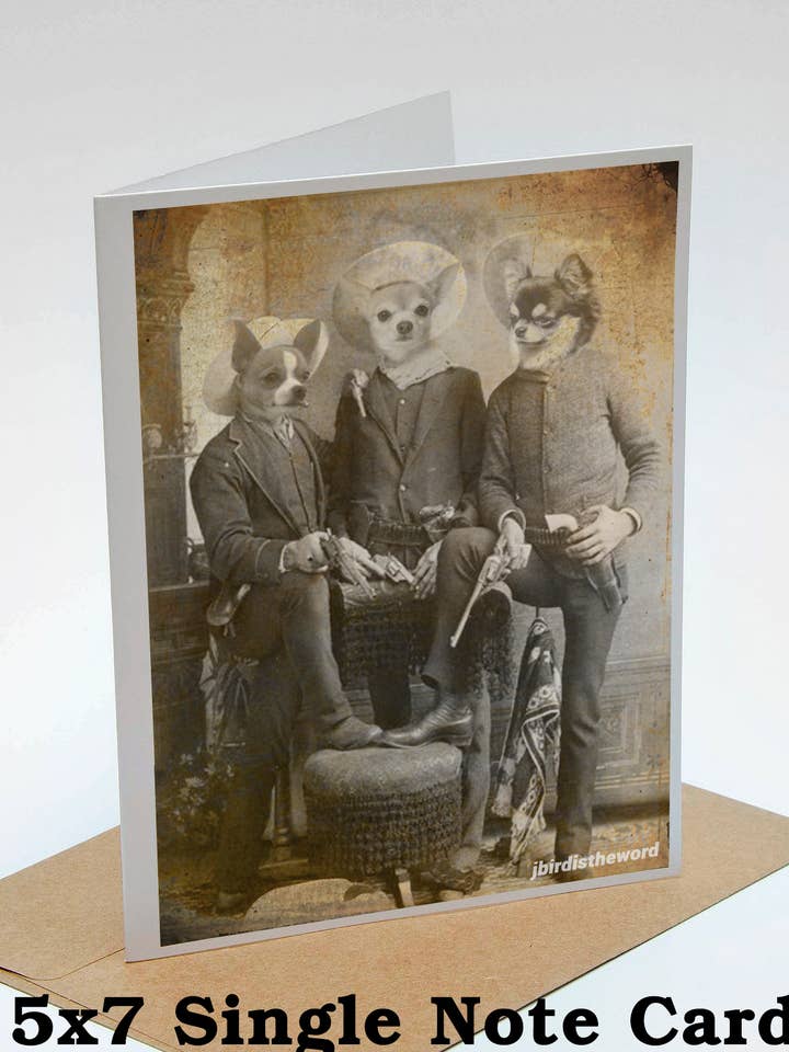 Chihuahua Dog Note Card Pet Lover Dogs in Suits Cowboy for wholesale by The Wild Oddisorium