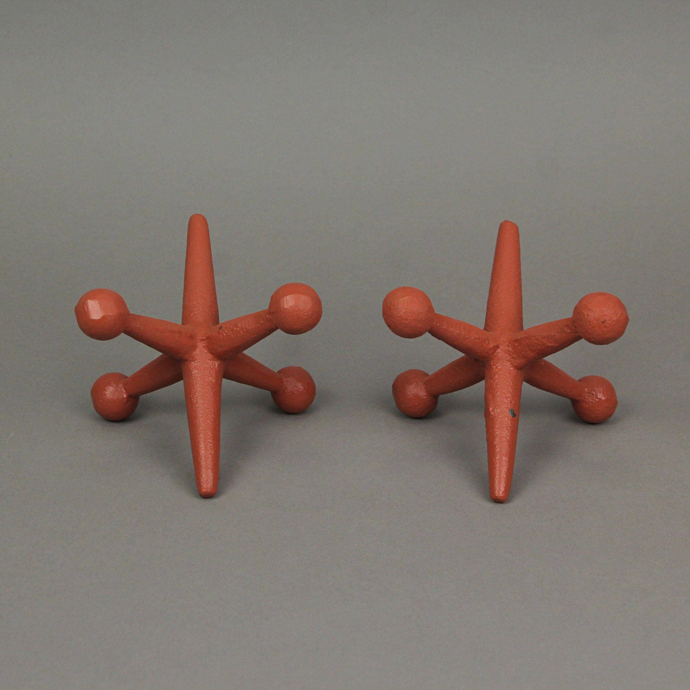 Zeckos – wholesale Bookend – Set of 2 Orange Painted Cast Iron Jack Bookends Sculpture3