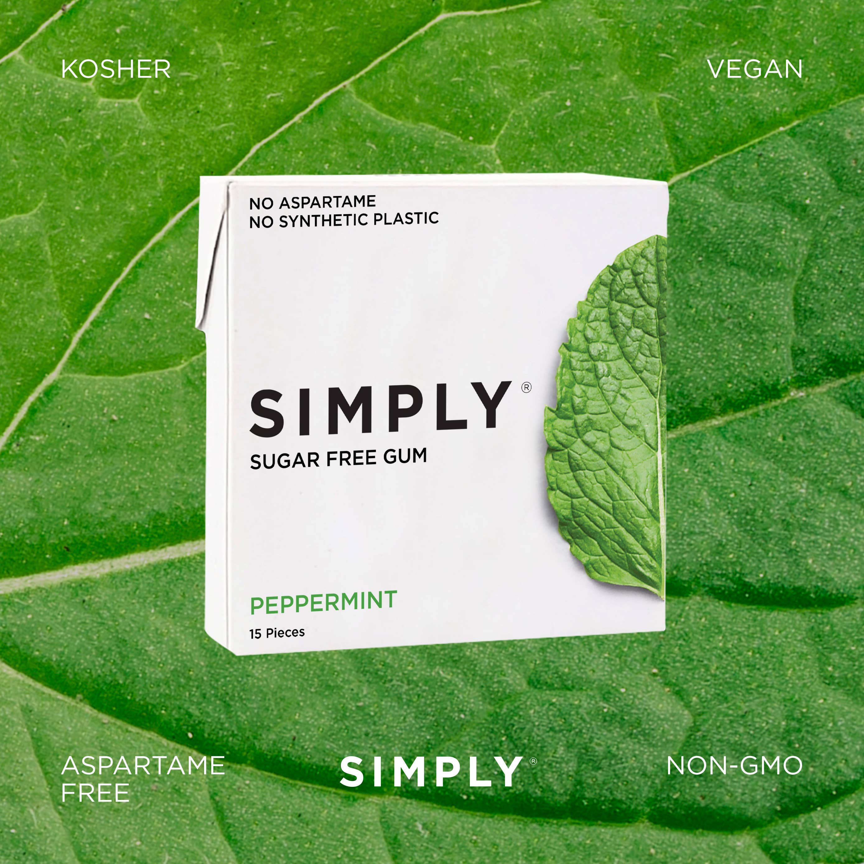 Simply Gum – wholesale Chewing gum – Sugar Free Peppermint Gum - Natural + Plastic-Free | 6 Pack1