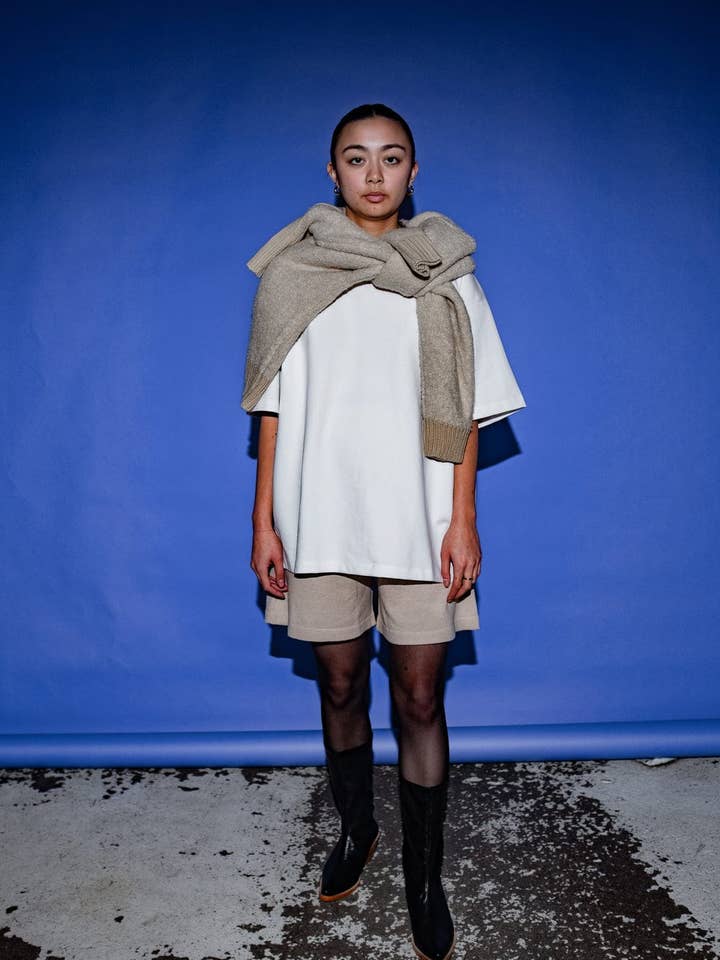 Yin Sweater in Oat or Grey for wholesale by et Tigre