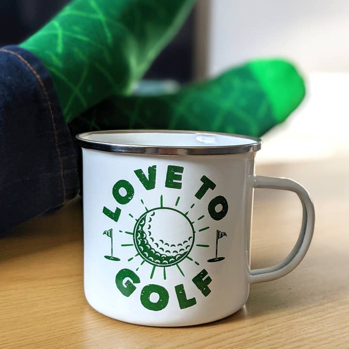 Robert Frederick Ltd - Wholesale Coffee Mug - Gentlemen's Emporium Enamel Mug & Socks - Love To Golf