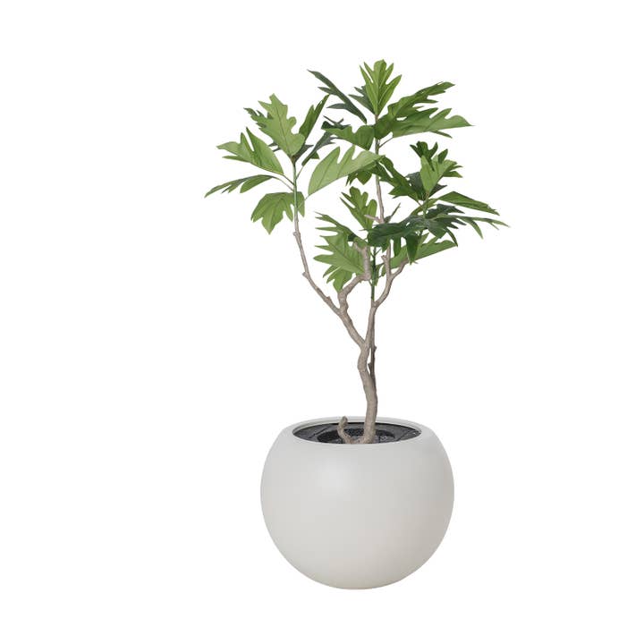 74,75" Kunstmatige broodvruchtboom in een witte plantenbak voor wholesale door Vintage Home