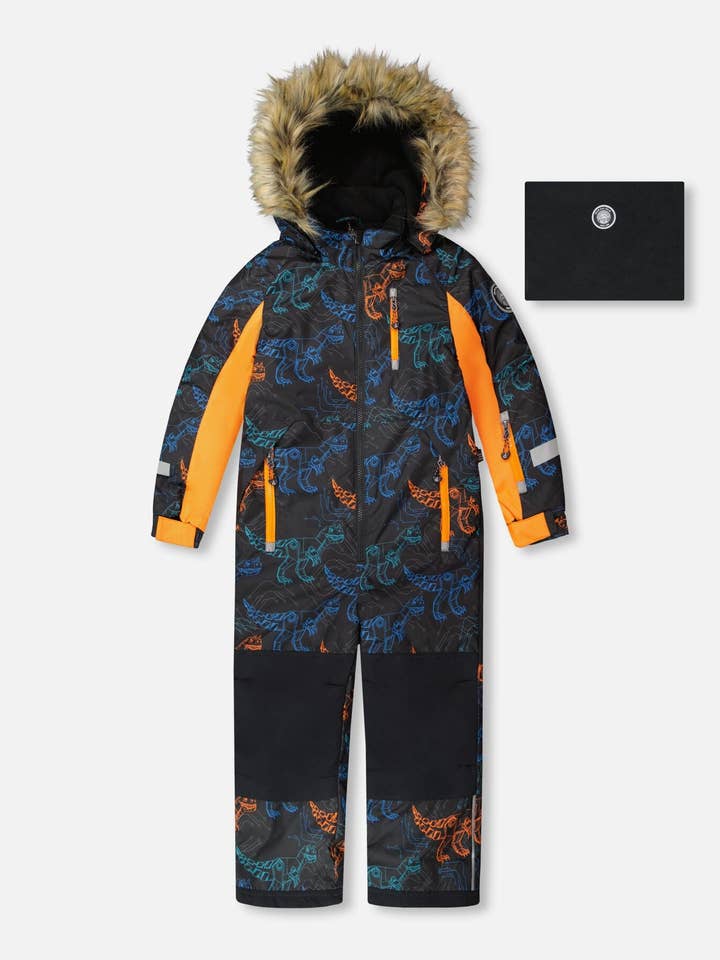 Mono de nieve de una pieza con estampado de dinosaurio robot para venta al por mayor de Deux par Deux