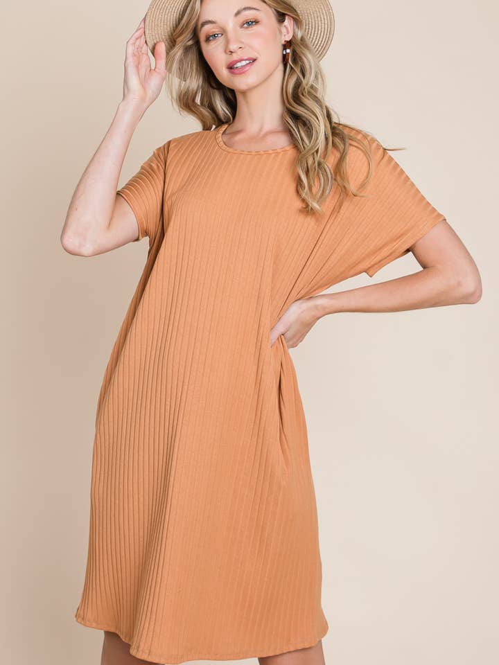 DA1368 RIB KNIT DRESS for wholesale by BOMBOM