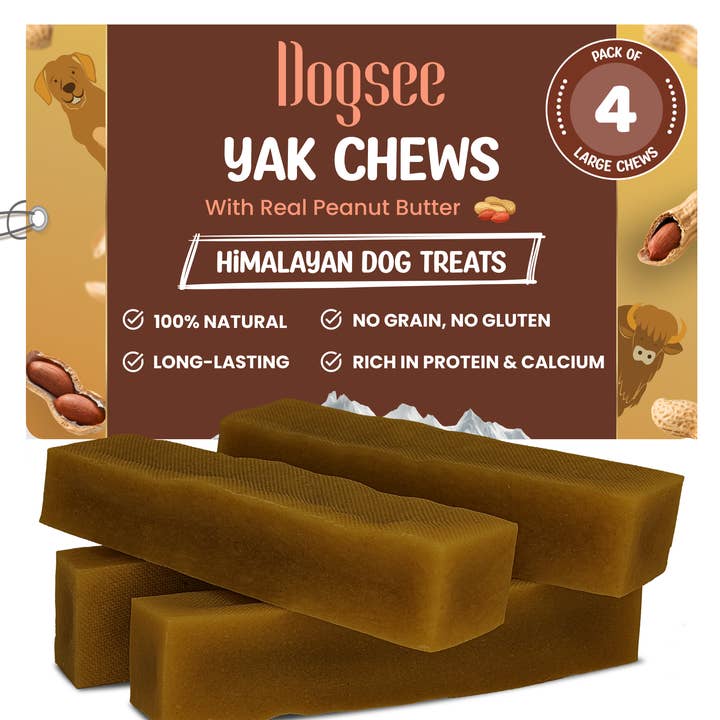 Dogsee - Wholesale Pet Treats - Dog - Dogsee Himalayan Yak Chews with Peanut Butter (Large -4) 1lb