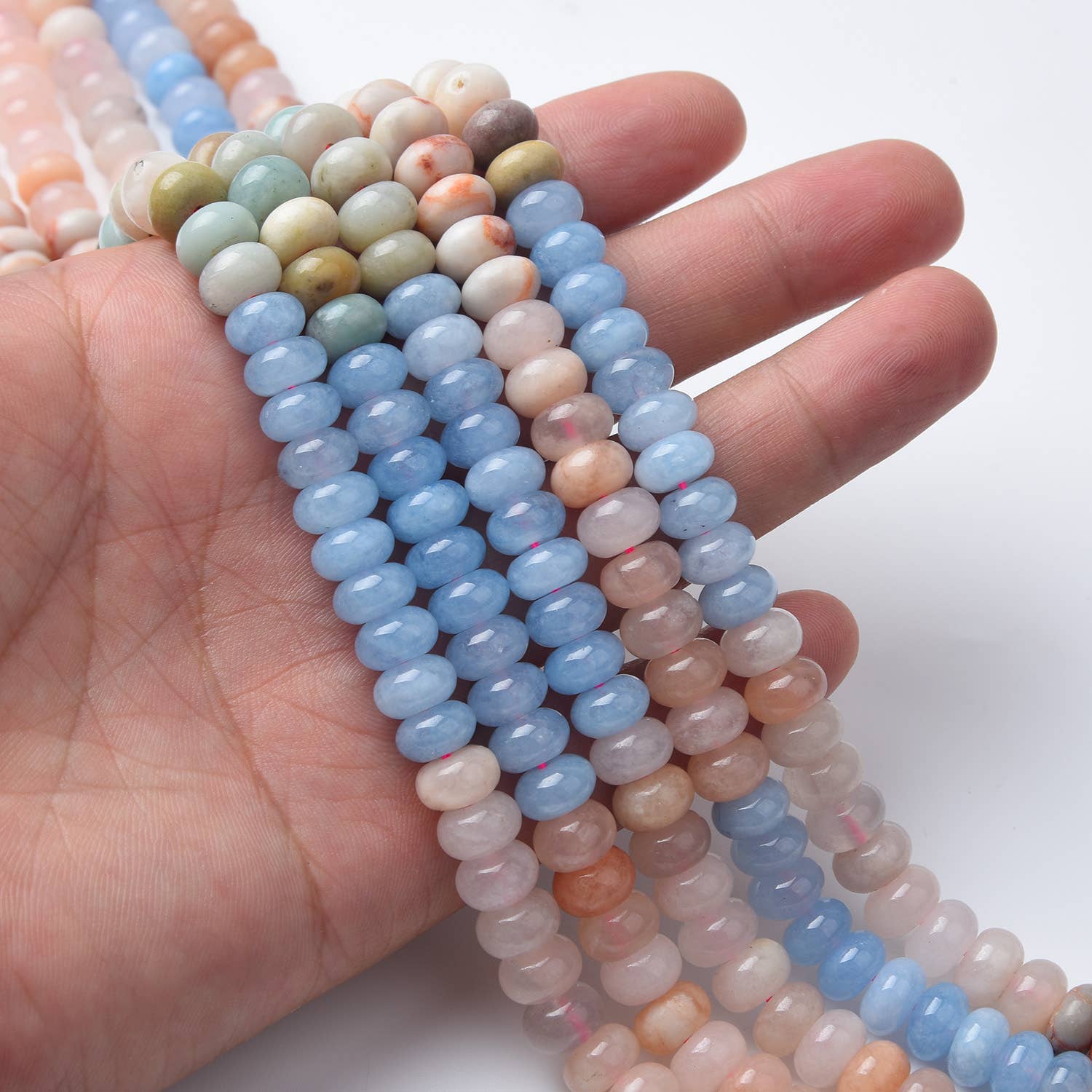 Beads Creation - Wholesale Beads - Amazonite Rondelle Beads 5x8mm – Multi Color GRN5031