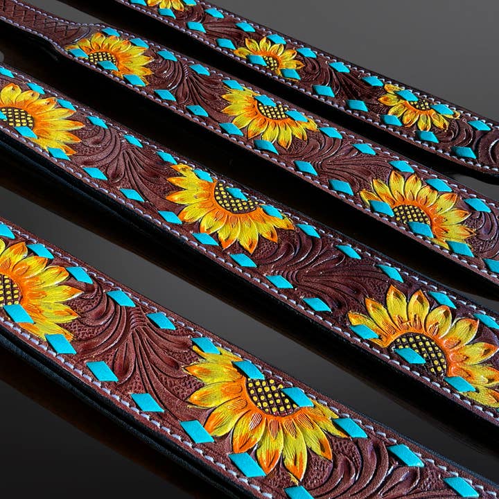 Westrian International - Wholesale Pet collar – Dog - Western Inspired Sunshine Sunflower Leather Dog Collar9